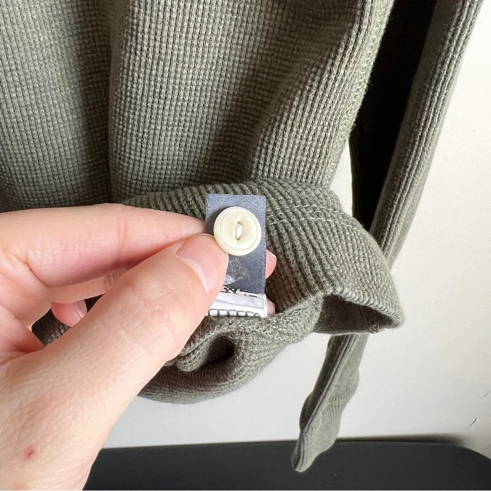 Bonobos Green Waffle Knit Long Sleeve Henley Top - Picture 2 of 5